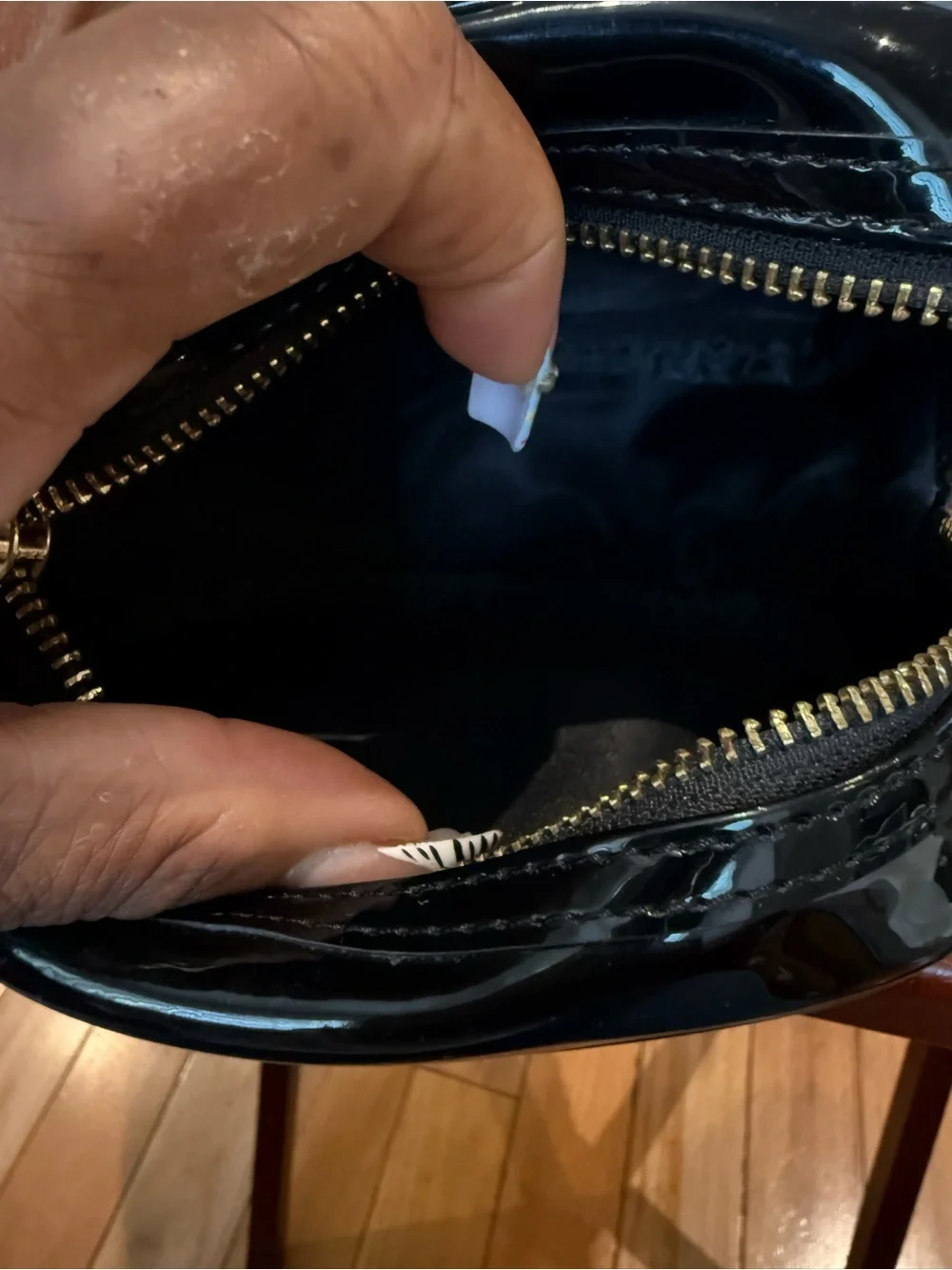 Tory Burch Black Patent Logo Travel Pouch